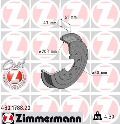 Brake Drum ZIMMERMANN 430.1788.20