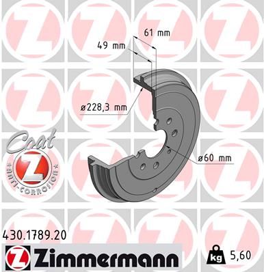 Brake Drum ZIMMERMANN 430.1789.20
