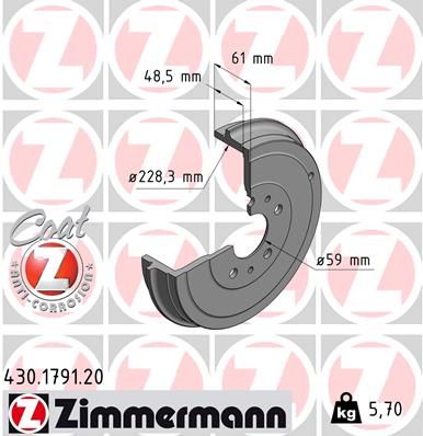 Brake Drum ZIMMERMANN 430.1791.20