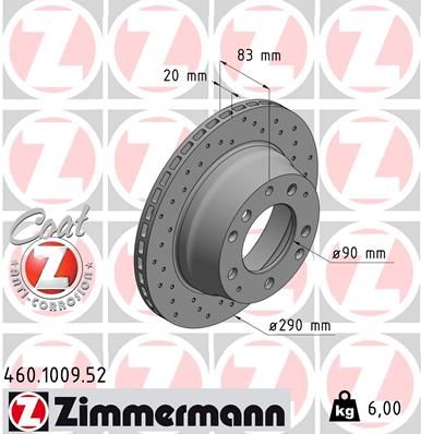 Brake Disc ZIMMERMANN 460.1009.52