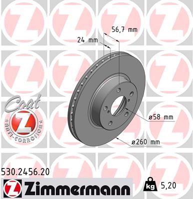 Brake Disc ZIMMERMANN 530.2456.20