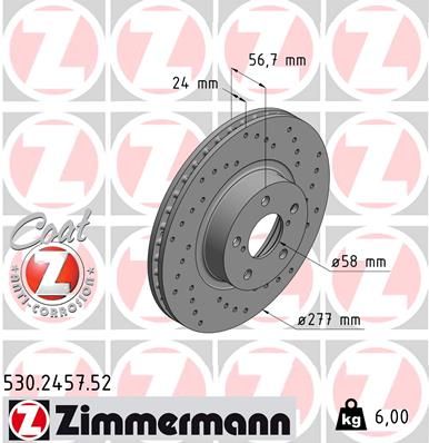Brake Disc ZIMMERMANN 530.2457.52