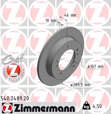 Brake Disc ZIMMERMANN 540.2489.20