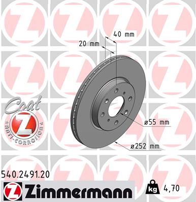 Brake Disc ZIMMERMANN 540.2491.20