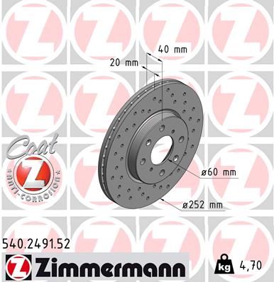 Brake Disc ZIMMERMANN 540.2491.52