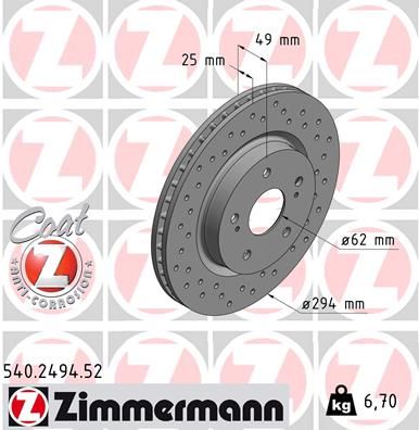 Brake Disc ZIMMERMANN 540.2494.52