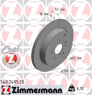 ZIMMERMANN 540.2495.20 Brake Disc