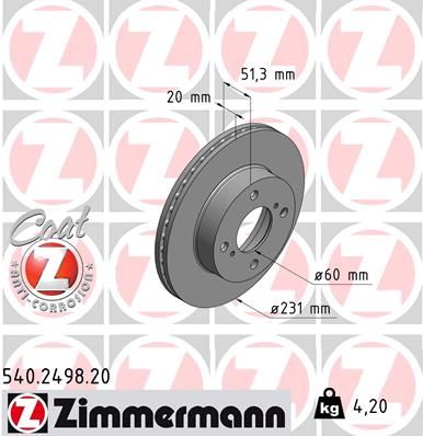 Brake Disc ZIMMERMANN 540.2498.20