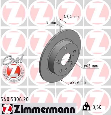 Brake Disc ZIMMERMANN 540.5306.20