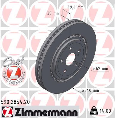 Brake Disc ZIMMERMANN 590.2854.20
