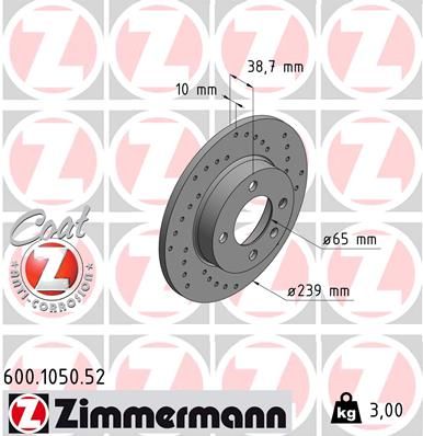 Brake Disc ZIMMERMANN 600.1050.52