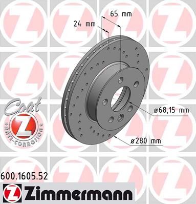 Brake Disc ZIMMERMANN 600.1605.52