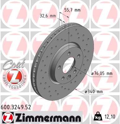 Brake Disc ZIMMERMANN 600.3249.52