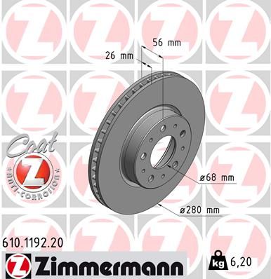 ZIMMERMANN 610.1192.20 Brake Disc